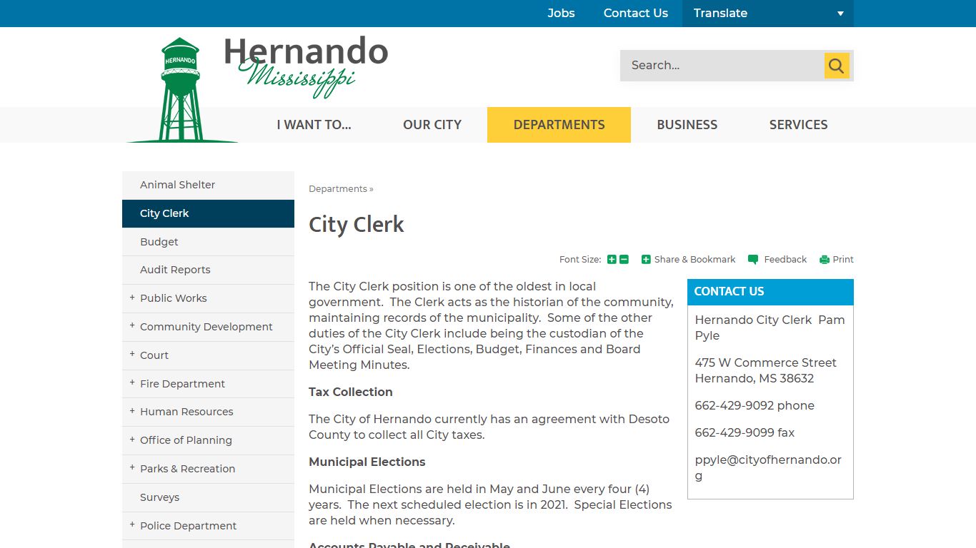 City Clerk | Hernando, MS